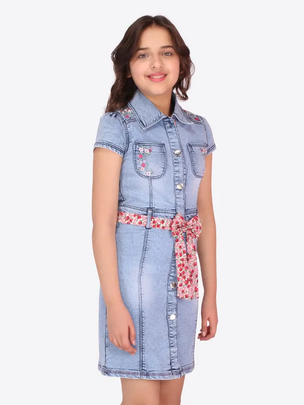 Cuteumber_Girls_Denim_Floral_Embroidered_Blue_Shirt_Dress._CC5918D-BLUE-44