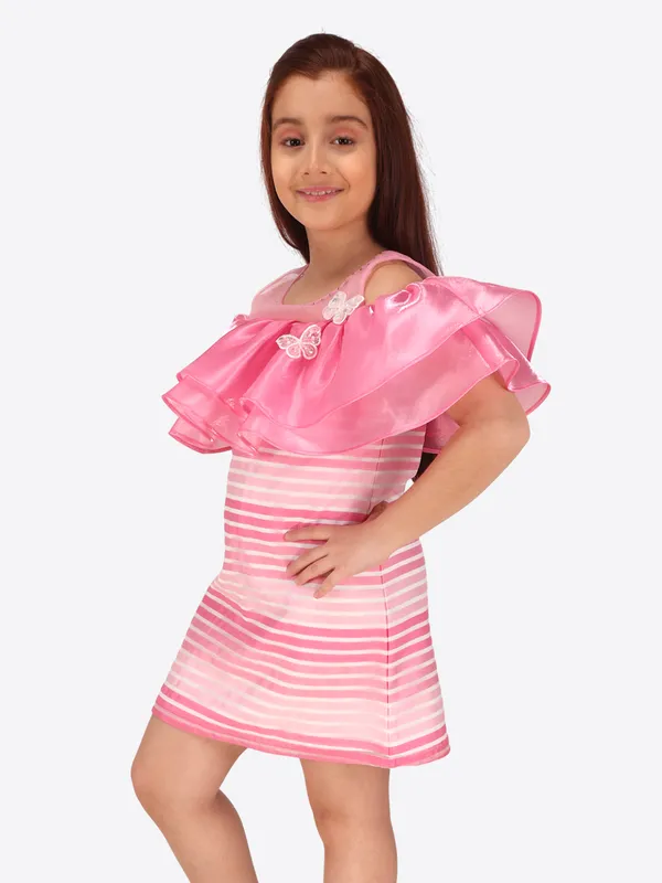 Pink_Cape_Sleeve_Shift_Dress_for_Girls