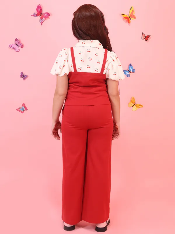 Cutecumber_Girls_Red_3_Piece_Clothing_Set_with_Printed_Shirt,_Button_Front_Top_&_Wide_Leg_Trousers,_Pocket_Design,_Party_Outfit_Waffle_Polyester_Cotton_Co-Ord_Set_For_Baby_Girls_&_Kids_Age_1-15_Yrs