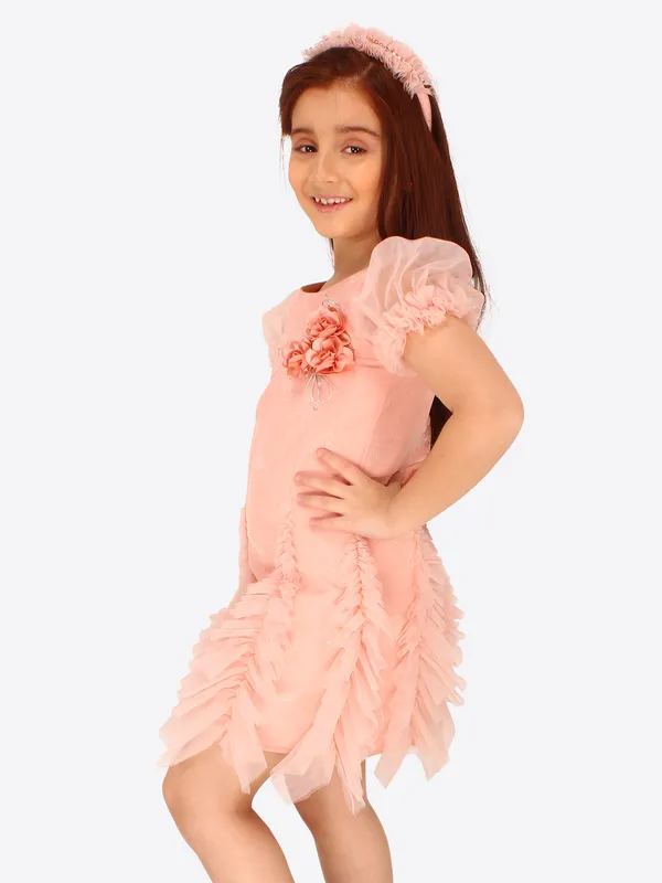 Cutecumber_Girl's_Satin_A_Line_With_Hairband_Peach_Dress._CC7985D-PEACH