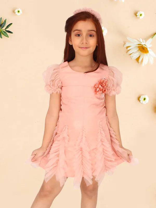 Cutecumber_Girl's_Satin_A_Line_With_Hairband_Peach_Dress._CC7985D-PEACH