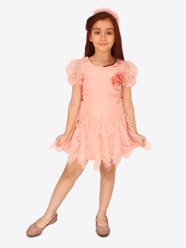Cutecumber_Girl's_Satin_A_Line_With_Hairband_Peach_Dress._CC7985D-PEACH