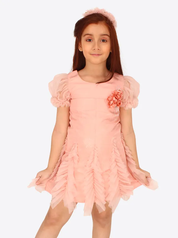 Cutecumber_Girl's_Satin_A_Line_With_Hairband_Peach_Dress._CC7985D-PEACH