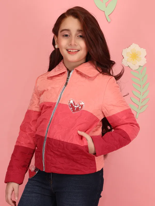 Cutecumber_Girls'_Winter_Jacket_Red_&_Pink_Color_Shirt_Collar_Neck_Full_Sleeve_Quilted_Bomber_Heart_Embellished_Stylish_Front_Zipper_Closure_Fancy_Casual_Outfit_for_Baby_Girls_&_Kids_Age_1-15_Yrs