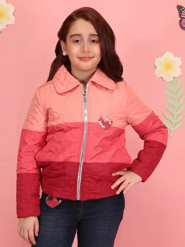Cutecumber_Girls'_Winter_Jacket_Red_&_Pink_Color_Shirt_Collar_Neck_Full_Sleeve_Quilted_Bomber_Heart_Embellished_Stylish_Front_Zipper_Closure_Fancy_Casual_Outfit_for_Baby_Girls_&_Kids_Age_1-15_Yrs