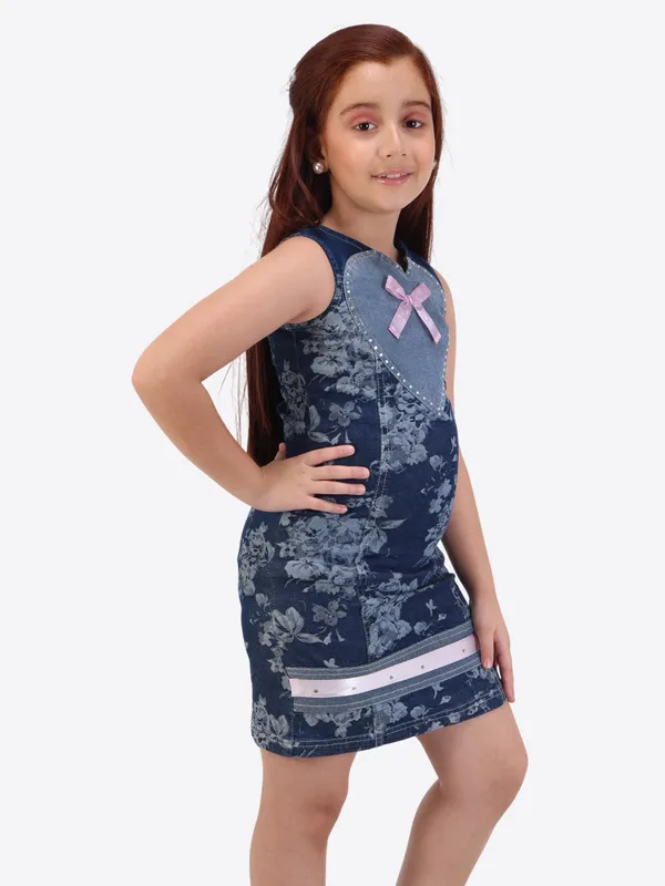 Cutecumber_Girls_Denim_Floral_Printed_Shift_Blue_Dress.CC7054D-BLUE-44