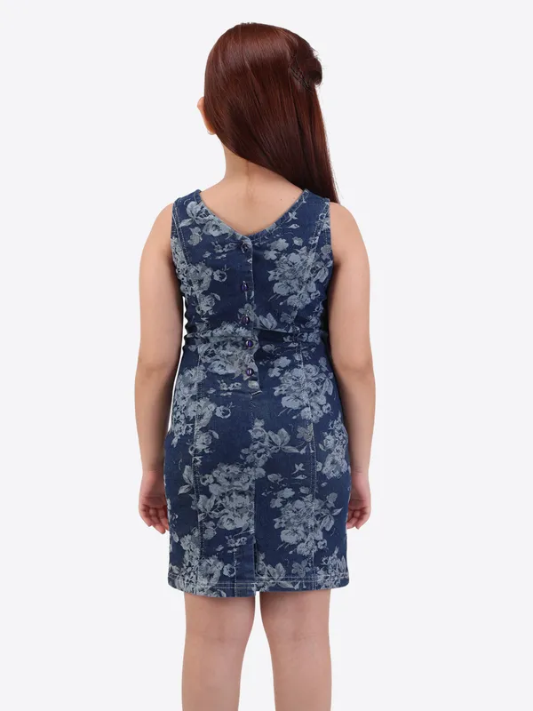 Cutecumber_Girls_Denim_Floral_Printed_Shift_Blue_Dress.CC7054D-BLUE-44