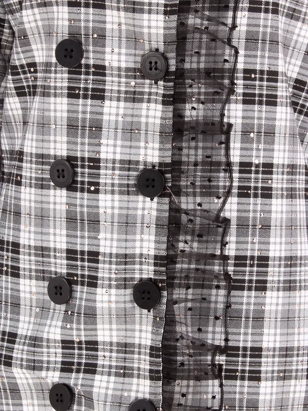 Cutecumber_Girls_Check_Fabric,_Organza_&_Fur_Checkered_Full_Sleeves_Shirt_Style_Dress.CC7771D-BLACK