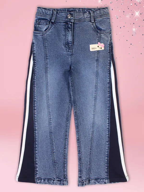 Cutecumber_Girls_Cotton_Rich_Blue_Denim_Wide-Leg_Jeans_�_Sporty_Side_Stripe_&_Seam_Detailing,_Stylish_Casual_Outfit_for_Baby_Girls_&_Kids_(Age_1�15_Years)