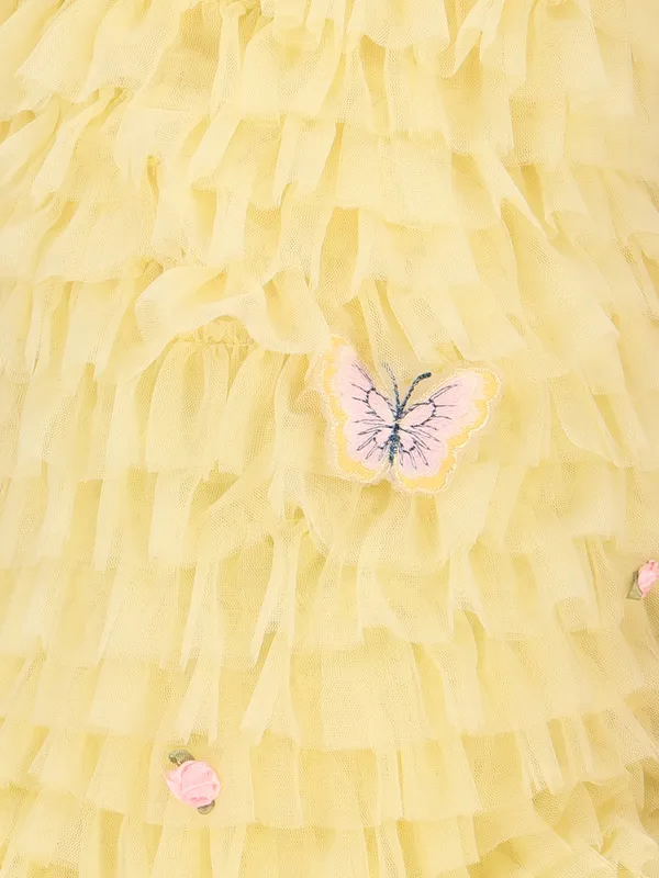 Yellow_Emboss_Hosiery_Sleeveless_Regular_Partywear_Dress_For_Girls