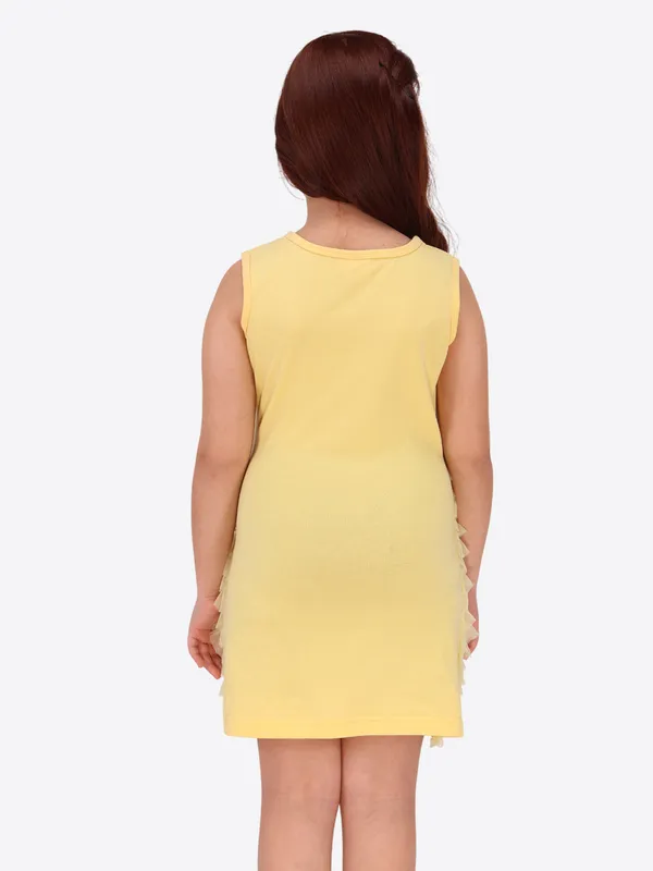 Yellow_Emboss_Hosiery_Sleeveless_Regular_Partywear_Dress_For_Girls