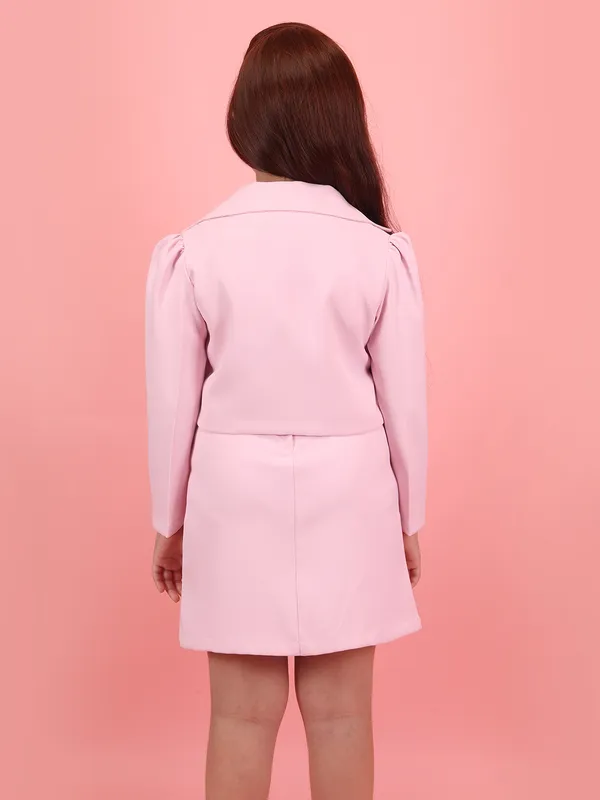 Cutecumber_Girls_Pink_Sequin_Polyester_Dress_with_Cropped_Blazer_�_Zip-Back_Closure,_Knee-Length_Silhouette,_Long_Sleeves,_Round_Neck,_Birthday_for_Baby_Girls_Kids_Ages_1�15