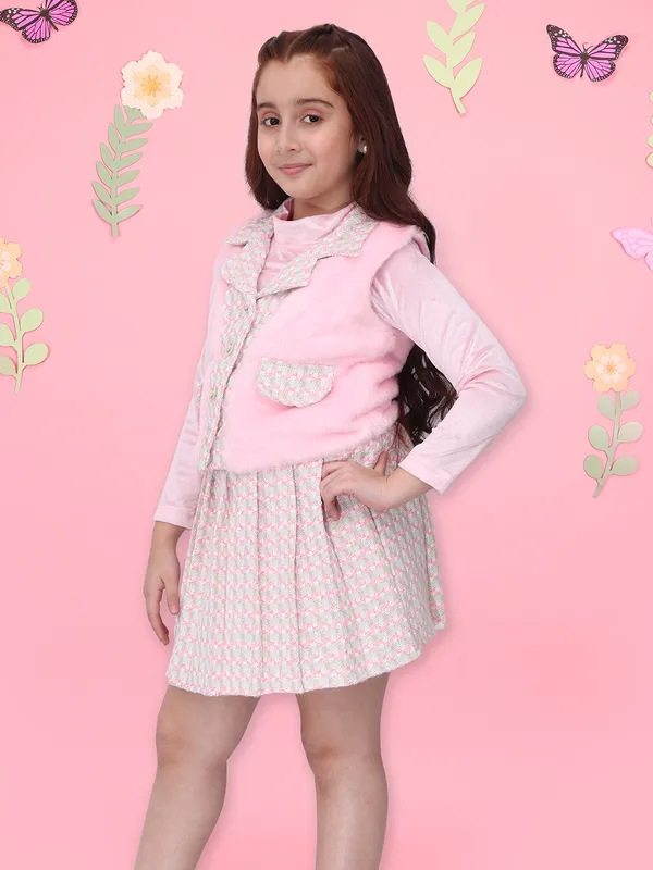 Cutecumber_Girls_Pink_Winter_Party_Two_Piece_Clothing_Set_Fur_Tweed_Neoprene_Fabric,_Zip_&_Button_Closure_Sleeveless_Jacket_Full_Sleeve_Inner._A-Line_Skirt_for_Baby_Girls_and_Girls_1_to_15_Years
