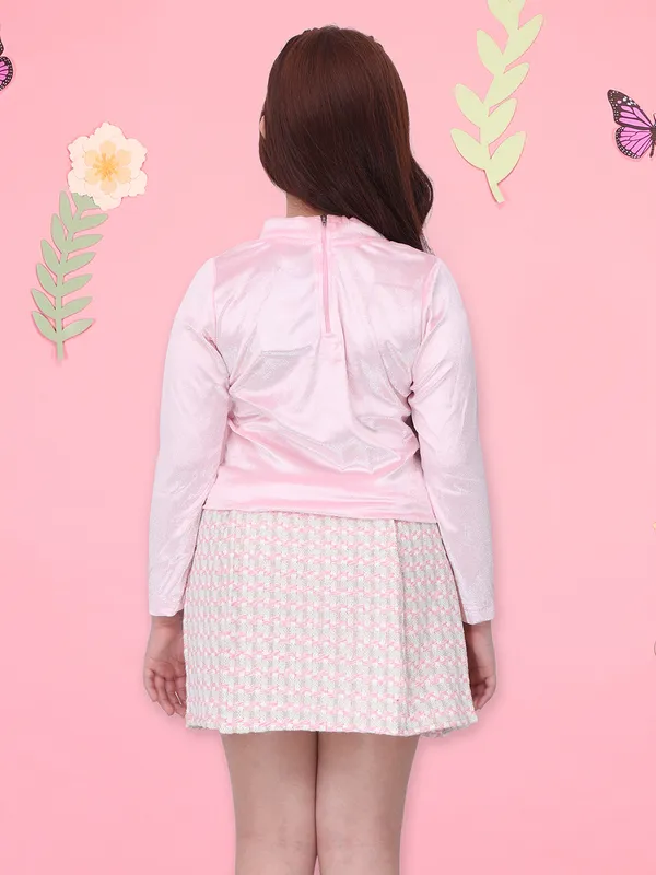 Cutecumber_Girls_Pink_Winter_Party_Two_Piece_Clothing_Set_Fur_Tweed_Neoprene_Fabric,_Zip_&_Button_Closure_Sleeveless_Jacket_Full_Sleeve_Inner._A-Line_Skirt_for_Baby_Girls_and_Girls_1_to_15_Years