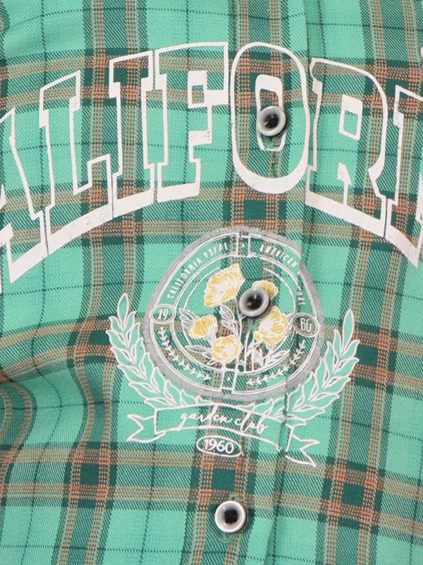 Cutecumber_Green_Full_Sleeve_Check_Shirt_for_Girls_Plaid_Check_Classic_Collar_Hip_Length_Button_Down_Polyester_Blend_Fabric_Front_Button_Closure_Casual_Party_Outfit_for_Baby_Girls_&_Kids_Age_1-15_Yrs