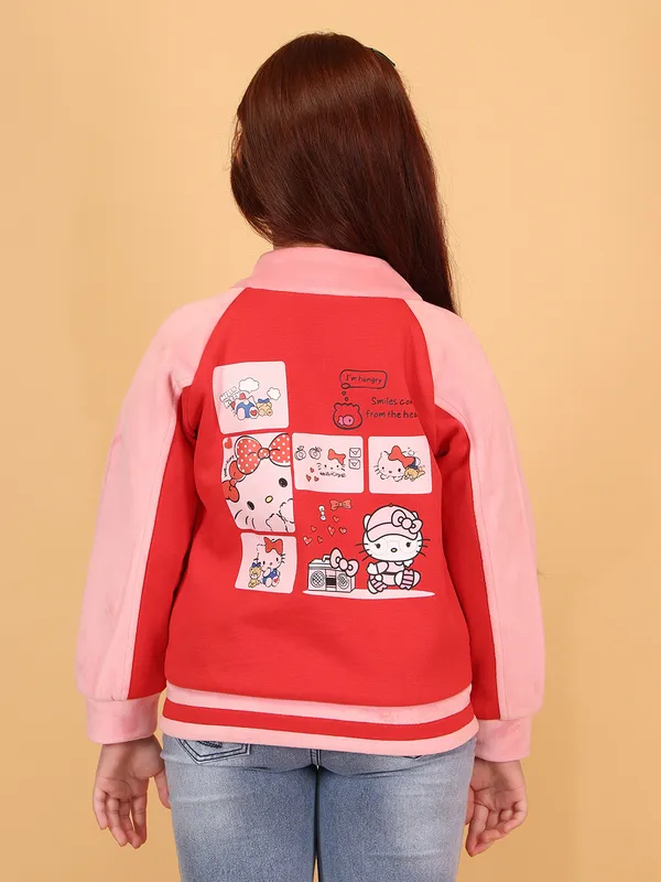 Cutecumber_Red_Winter_Jacket_For_Girls'_Color_Block_Fleece_Fabric_High_Neck_Full_Sleeve_Bomber_Style_Embellished_Zip_Closure_Stylish_Western_Casual_Outfit_for_Baby_Girls_&_Kids_Age_1-15_Yr