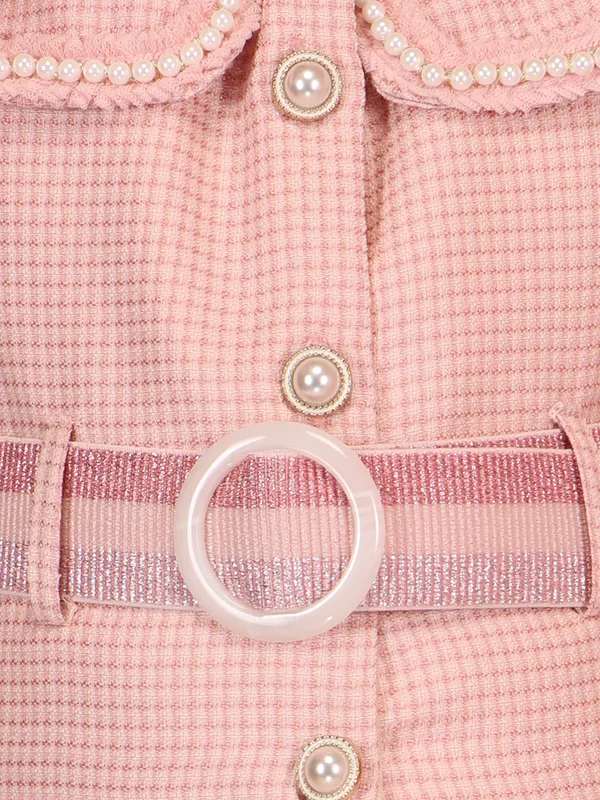 Cutecumber_Peach_Winter_Dress_for_Girls'_Check_Plaid_Tweed_Fabric_Ruffled_Collar_Full_Sleeve_Fit_&_Flare_Knee_Length_Fancy_Button_Closure_Casual_Party_Outfit_for_Baby_Girls_&_Kids_Age_1-15_Yrs