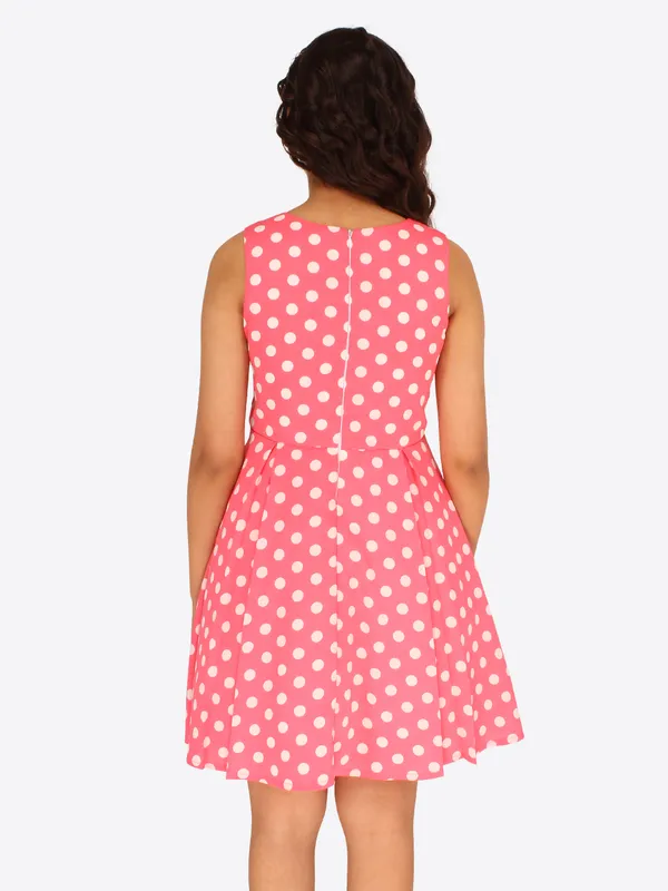 Cutecumber_Girl's_Georgette_Polka_Dot_Printed_Dress_With_Detachable_Open_Front_Shrug_Pink_Dress.CC8075D-PINK-44