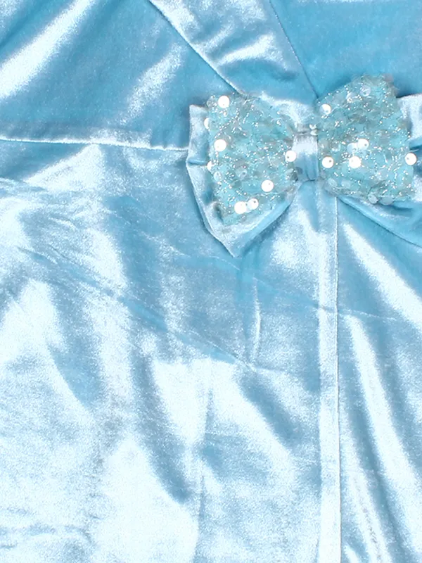 Cutecumber_Blue_Stretch_Velvet_Shift_Dress