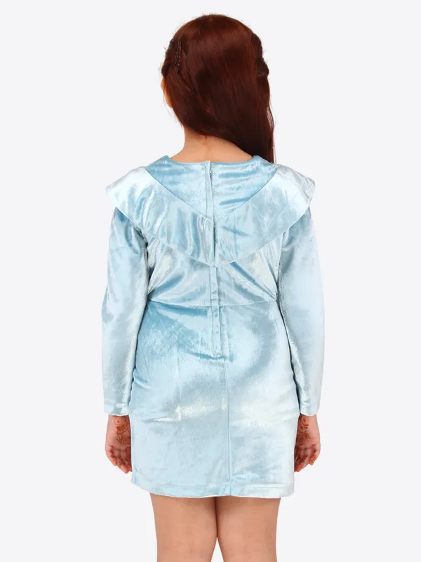 Cutecumber_Blue_Stretch_Velvet_Shift_Dress