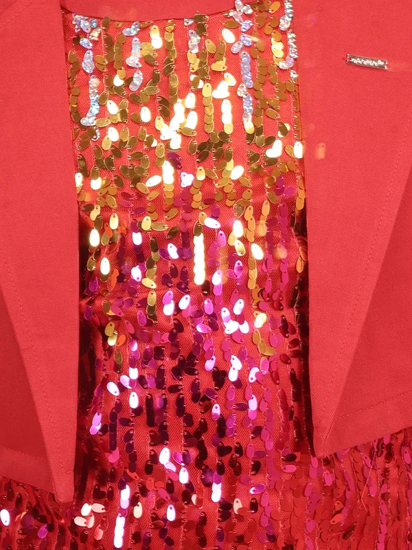 Cutecumber_Girls_Red_Sequin_Polyester_Dress_with_Pink_Cropped_Blazer_�_Zip-Back_Closure,_Knee-Length_Silhouette,_Long_Sleeves,_Round_Neck,_Birthday_for_Baby_Girls_&_Childs_Ages_1�15