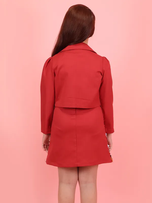 Cutecumber_Girls_Red_Sequin_Polyester_Dress_with_Pink_Cropped_Blazer_�_Zip-Back_Closure,_Knee-Length_Silhouette,_Long_Sleeves,_Round_Neck,_Birthday_for_Baby_Girls_&_Childs_Ages_1�15