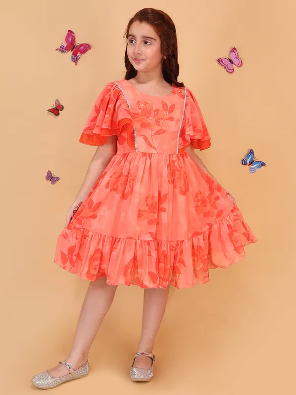 Cutecumber_Girls_Orange_Summer_Party_&_Casual_Outfit_Georgette_Fit_&_Flare_Dress_with_Floral_Print,_Ruffle_Sleeves,_Tiered_Hem,_Zip_Closure,_Birthday_Dress_for_Baby_Girls_&_Kids_Age_1-15_Yrs