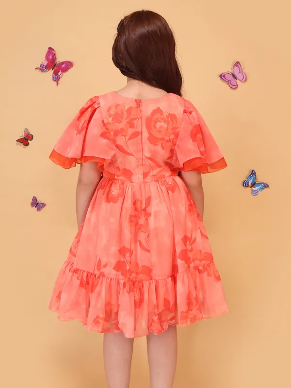Cutecumber_Girls_Orange_Summer_Party_&_Casual_Outfit_Georgette_Fit_&_Flare_Dress_with_Floral_Print,_Ruffle_Sleeves,_Tiered_Hem,_Zip_Closure,_Birthday_Dress_for_Baby_Girls_&_Kids_Age_1-15_Yrs