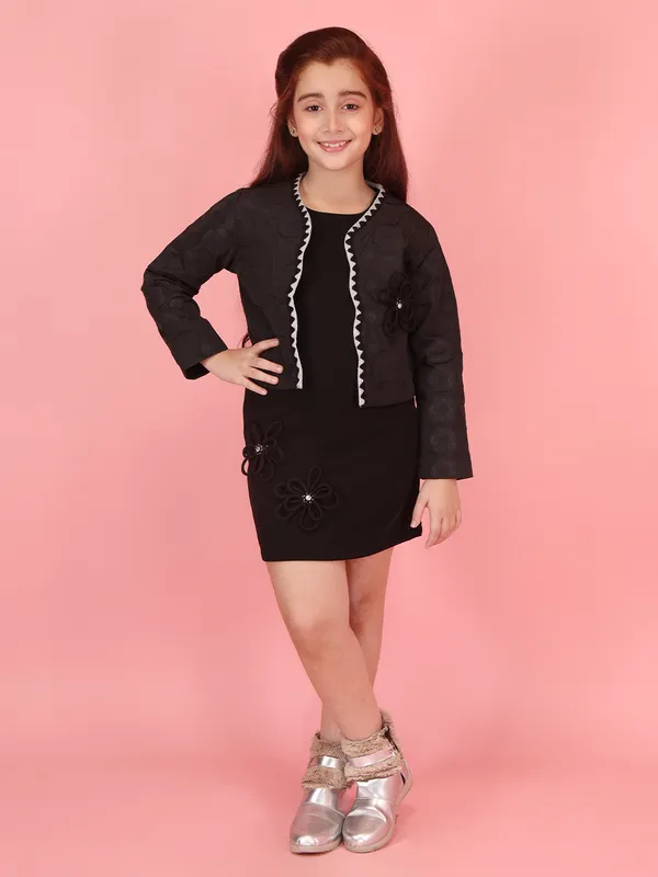 Cutecumber_Girls_Black_Winter_Two-Piece_Dress_for_Girls_Round_Neck,_Long_Sleeve_Open_Jacket_Knee-Length_Jacket_Layered_Polyester_Blend_Fabric_Back_Zip_Closure_for_Baby_Girls_&_Kids_Age_1-15_Years