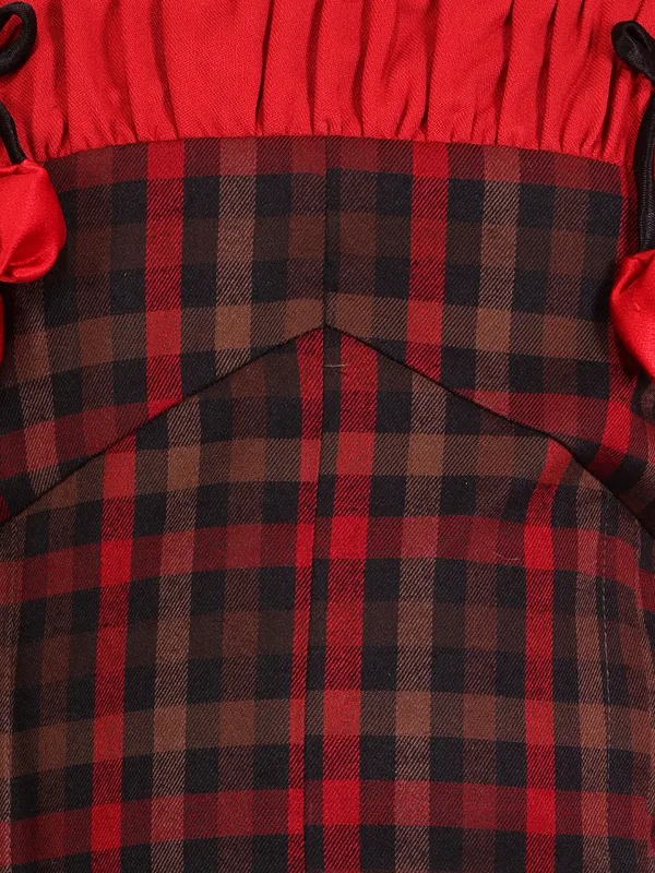 Cutecumber_Girls_Red_Checkered_Fit_&_Flare_Above_Knee_Dress,_Applique_Bow_Strap_Sleeveless_Polyester_Casual_Festive_Summer_Fashion_Outfit_with_Sling_Bag_for_Baby_Girls_&_Kids_Age_1-15_Yrs