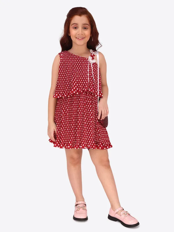 Maroon_Georgette_Flared_Sleeveless_Regular_Partywear_Dress_For_Girls