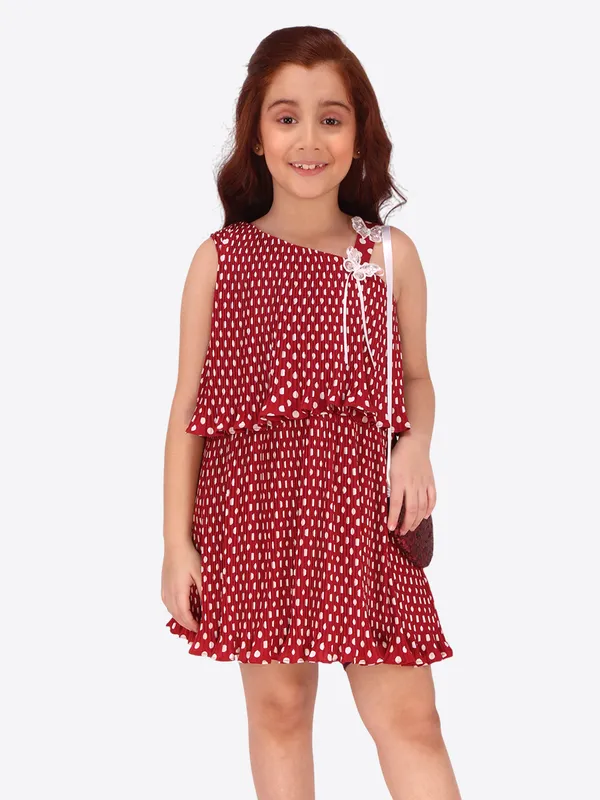 Maroon_Georgette_Flared_Sleeveless_Regular_Partywear_Dress_For_Girls
