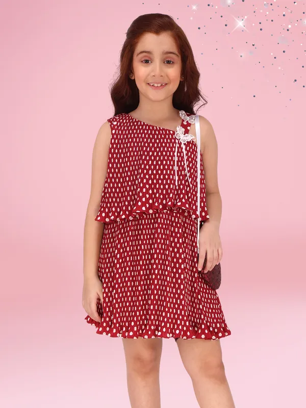 Maroon_Georgette_Flared_Sleeveless_Regular_Partywear_Dress_For_Girls