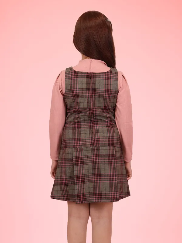 Cutecumber_Girls_Rust_Plaid_Check_Dress_with_Knit_Turtleneck_�_Zip-Back_Closure,_Pleated_Knee-Length_Skirt,_Long_Sleeves,_Premium_Polyester_Knit_Fabric_for_Baby_Girls_and_Kids_Ages_1�15