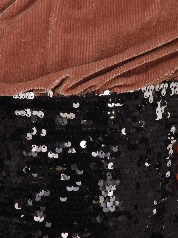 Cutecumber_Brown_Stretch_Velvet_Blouson-Style_Dress_for_Girls_-_Gathered_Sleeves,_Sequin_Bottom,_Black_Bow_Detail_|_CC8701D-BROWN