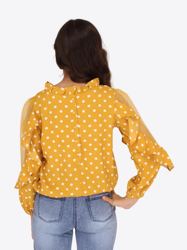 Cutecumber_Girls_Georgette_Polka_dot_Printed_Full_Sleeves_Top_Yellow