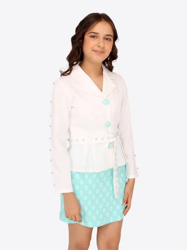 Cutecumber_Girls_Georgette_&_Twill_Combo_Set.Shirt_Style_Full_Sleeve_Peplum_Top_with_a_belt