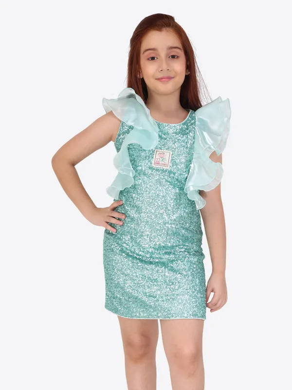 Emerald_Green_Sequined_Organza_Dress_for_Girls