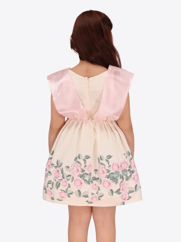 Cream_Polyester_Flared_Sleeveless_Regular_Partywear_Dress_For_Girls
