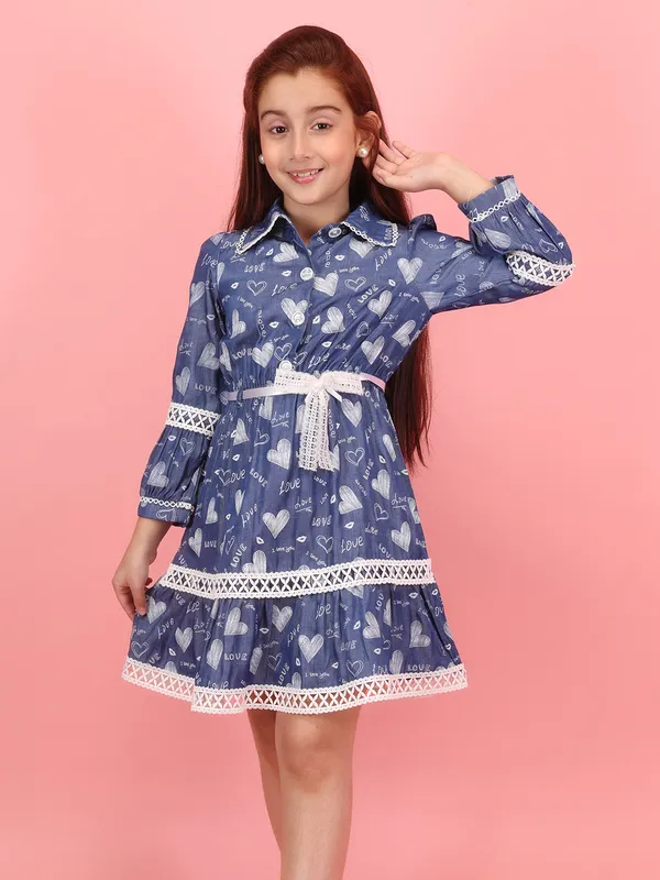 Cutecumber_Girls_Blue_Denim_Dress_�_Printed_Fabric,_White_Lace_Trim,_Shirt_Collar,_Cinched_Waistline,_Casual_for_Baby_Girls_Kids_Age_1-15_Years,_Designer_Denim_Outfit_Fashion