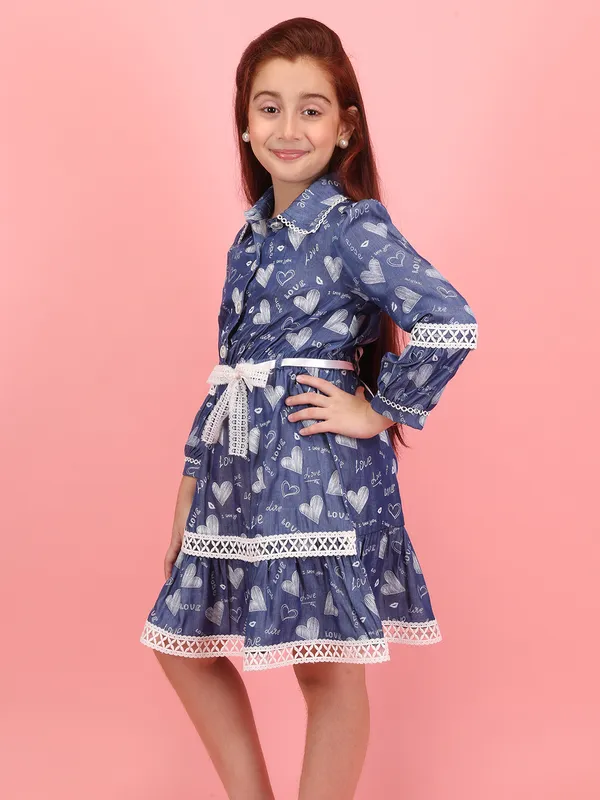 Cutecumber_Girls_Blue_Denim_Dress_�_Printed_Fabric,_White_Lace_Trim,_Shirt_Collar,_Cinched_Waistline,_Casual_for_Baby_Girls_Kids_Age_1-15_Years,_Designer_Denim_Outfit_Fashion