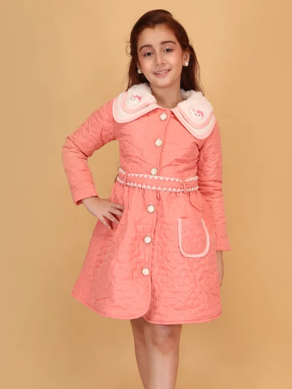 cutecumber winter dresses CuteCumber Cutecumber Girls Pink Heavy Winter Fit and Flare Dress Button  Closure Faux Fur Collar Warm Fleece Long Sleeve Casual Warm Dress for Baby  Girls & Kids 1-15 Yrs Price in India -