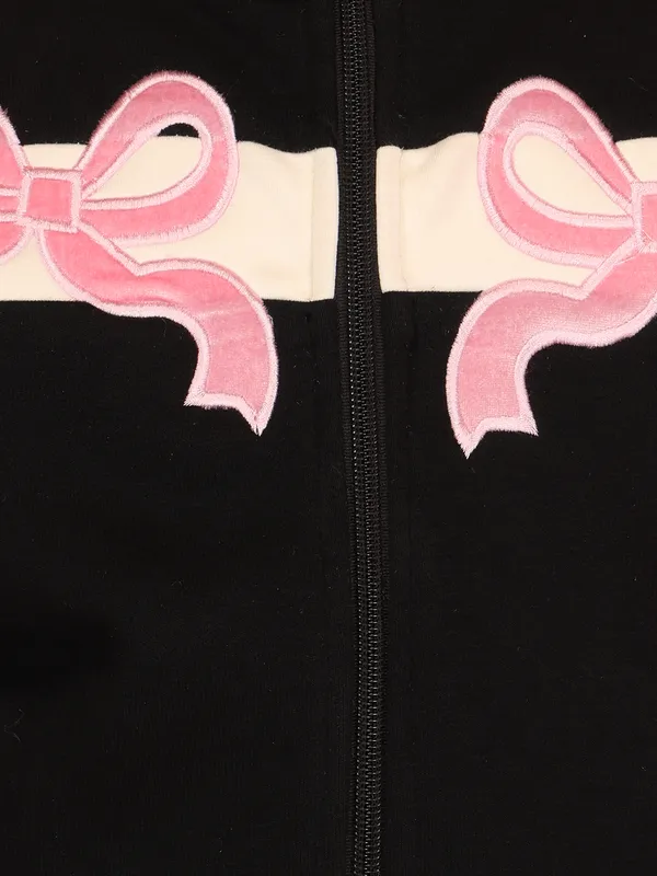 Cutecumber_Girls'_Black_Winter_Jacket_with_Front_Pockets_Fleece_Fabric_Mock_Neck_Full_Sleeve_Track_Style_Embellished_Print_Full_Zip_Closure_Fancy_Casual_Outfit_for_Baby_Girls_&_Kids_Age_1-15_Yrs
