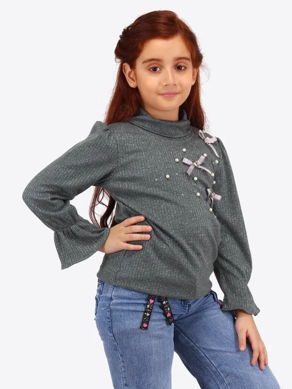 Cutecumber_Girls_Dazzling_Grey_Lurex_Knitted_Top_Soft_&_Stretchable_Fabric_Full_Sleeves_with_Elastic_Detailing_for_Snug_Fit_Winter_&_Summer_Outfit_for_Baby_Girls_&_Kid_Age_(1-15_Yrs)