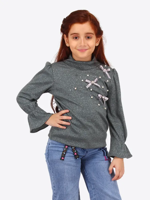 Cutecumber_Girls_Dazzling_Grey_Lurex_Knitted_Top_Soft_&_Stretchable_Fabric_Full_Sleeves_with_Elastic_Detailing_for_Snug_Fit_Winter_&_Summer_Outfit_for_Baby_Girls_&_Kid_Age_(1-15_Yrs)