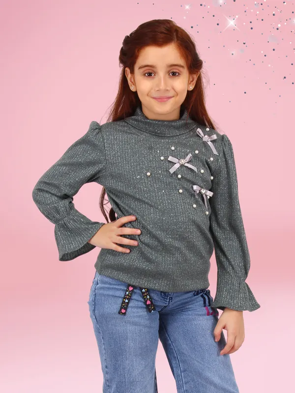 Cutecumber_Girls_Dazzling_Grey_Lurex_Knitted_Top_Soft_&_Stretchable_Fabric_Full_Sleeves_with_Elastic_Detailing_for_Snug_Fit_Winter_&_Summer_Outfit_for_Baby_Girls_&_Kid_Age_(1-15_Yrs)