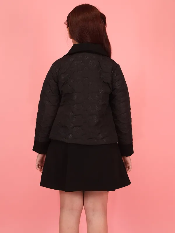 Cutecumber_Winter_Clothing_Set_For_Girls_Black_Pearl_Embellished_Collar_Neck,_Full_Sleeve_Pleated_Skirt_Suit_Quilted_Bomber_Fabric_Fancy_Button_Closure_Party_Outfit_For_Baby_Girls_&_Kids_Age_1-15_Yrs