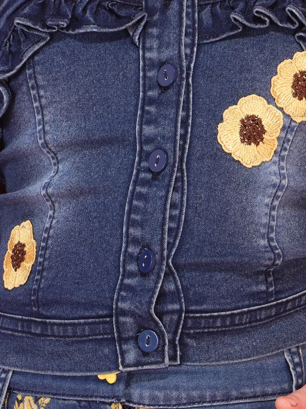 Cutecumber_Girls_Blue_Denim_Top_&_Wide_Leg_Trouser_Clothing_Set_with_Floral_Print,_Sleeveless_Strap_Top_Button_Closure_Pocket_Design_Trendy_Party_Outfit_Co-Ord_Set_For_Baby_Girls_&_Kids_Age_1-15_Yrs
