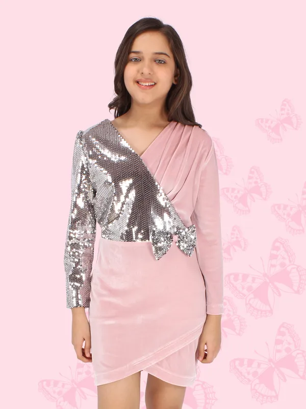 Cutecumber_Girl's_Chenille_Sequin_Embellished_Full_Sleeves_Dustypink_Shift_Dress._CC6876D-DUSTYPINK-44
