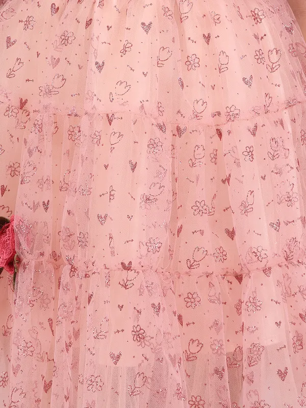 Peach_Embellished_Net_Fit-and-Flare_Dress_for_Girls_with_Front_Bow